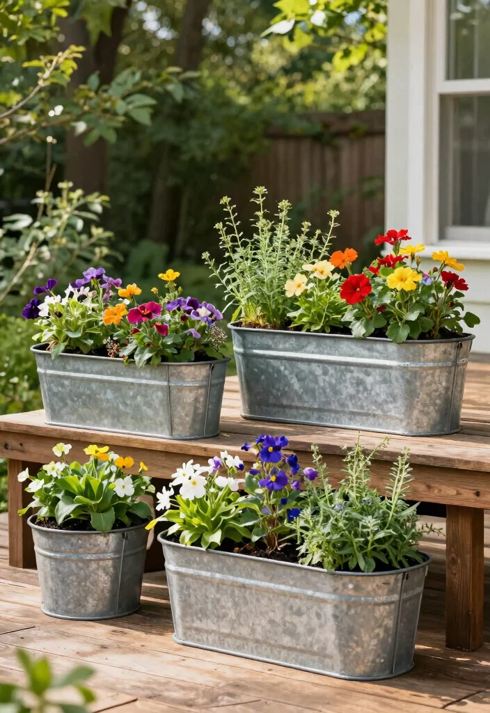 18 Galvanized Tub Planter Ideas With Vintage Farmhouse Style - 16. DIY Galvanized Planter Boxes 1