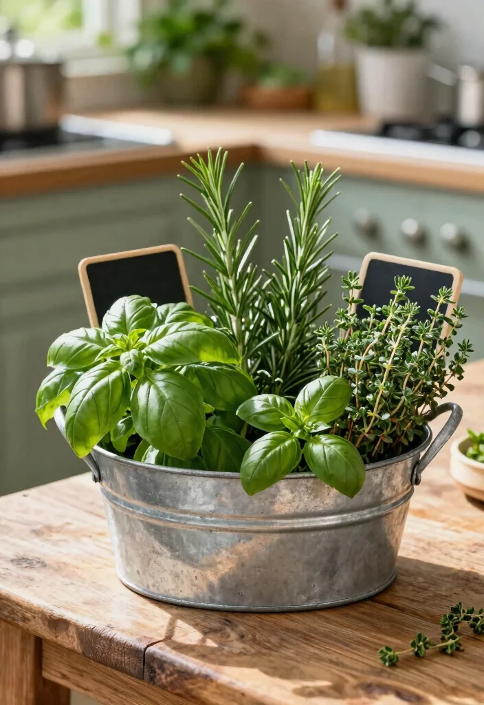 18 Galvanized Tub Planter Ideas With Vintage Farmhouse Style - 2. Herb Garden Delight 1