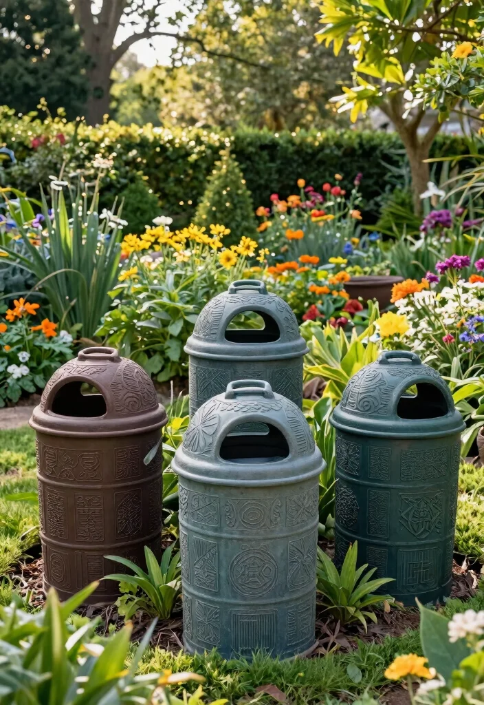 18 Garbage Can Storage Outdoor Ideas That Hide the Mess - 15. Artful Sculptures 1