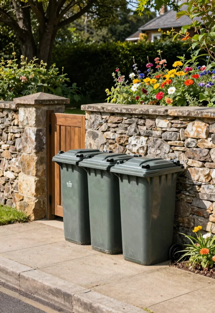 18 Garbage Can Storage Outdoor Ideas That Hide the Mess - 6. Stone Wall Enclosures 1