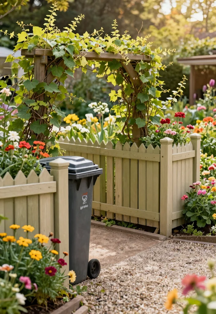 18 Garbage Can Storage Outdoor Ideas That Hide the Mess - 9. Decorative Fencing 1