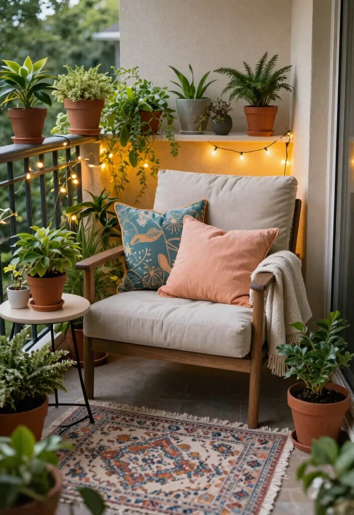 18 Large Balcony Decor Ideas That Transform Your Space - 1. Cozy Seating Nook 1