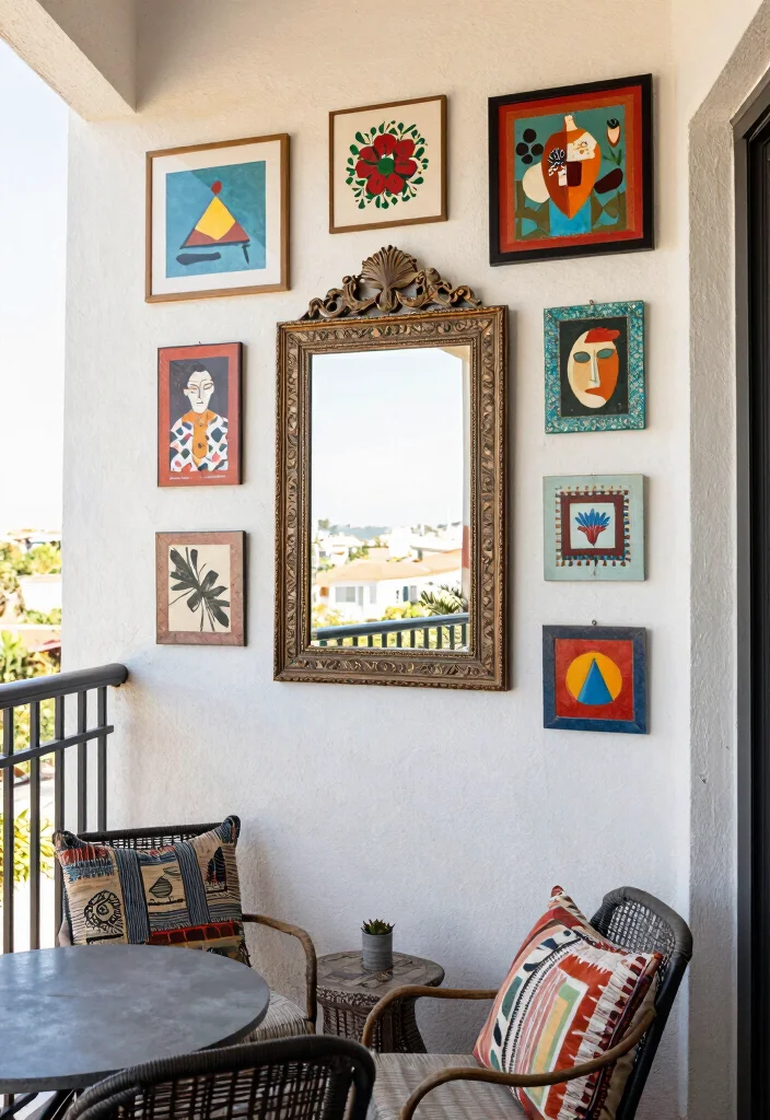 18 Large Balcony Decor Ideas That Transform Your Space - 10. Artistic Wall Décor 1
