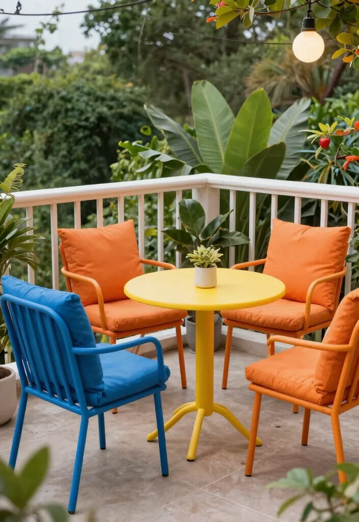 18 Large Balcony Decor Ideas That Transform Your Space - 11. Brightly Colored Furniture 1