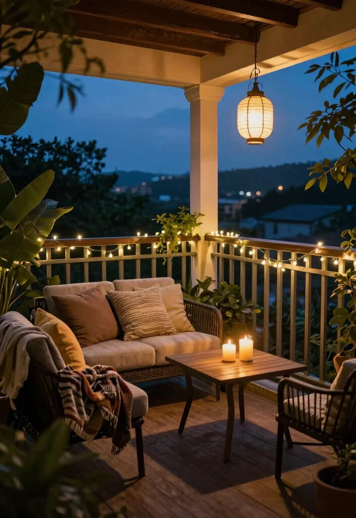 18 Large Balcony Decor Ideas That Transform Your Space - 6. Decorative Lighting 1