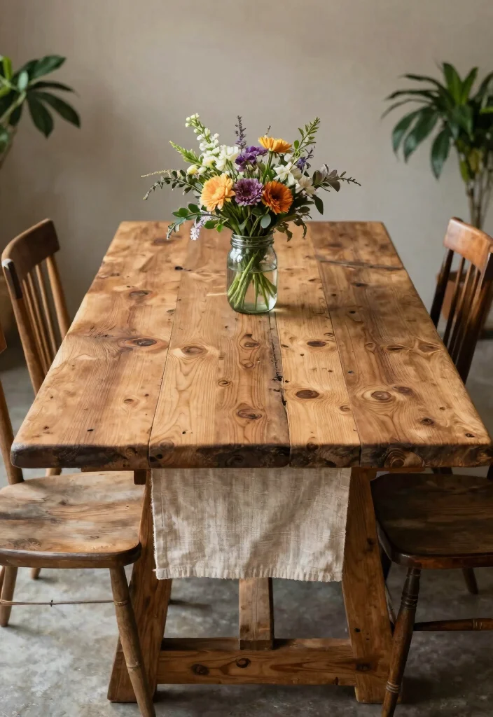 18 Modern Farmhouse Dining Table Ideas With Timeless Style - 1. Reclaimed Wood Elegance 1