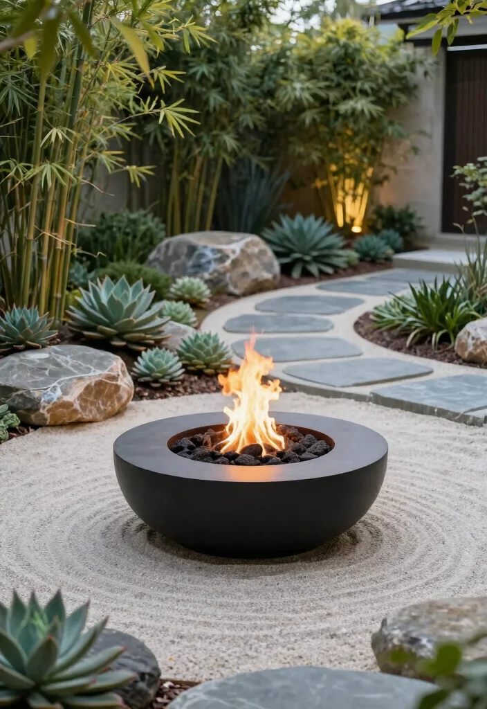 18 Outdoor Fire Pit Area Ideas That Feel Like a Retreat - 11. Zen Fire Pit Garden 1