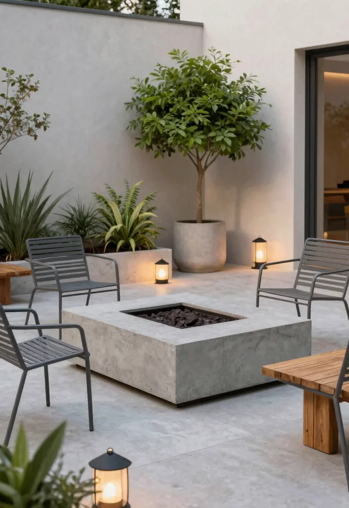 18 Outdoor Fire Pit Area Ideas That Feel Like a Retreat - 2. Minimalist Concrete Fire Pit 1