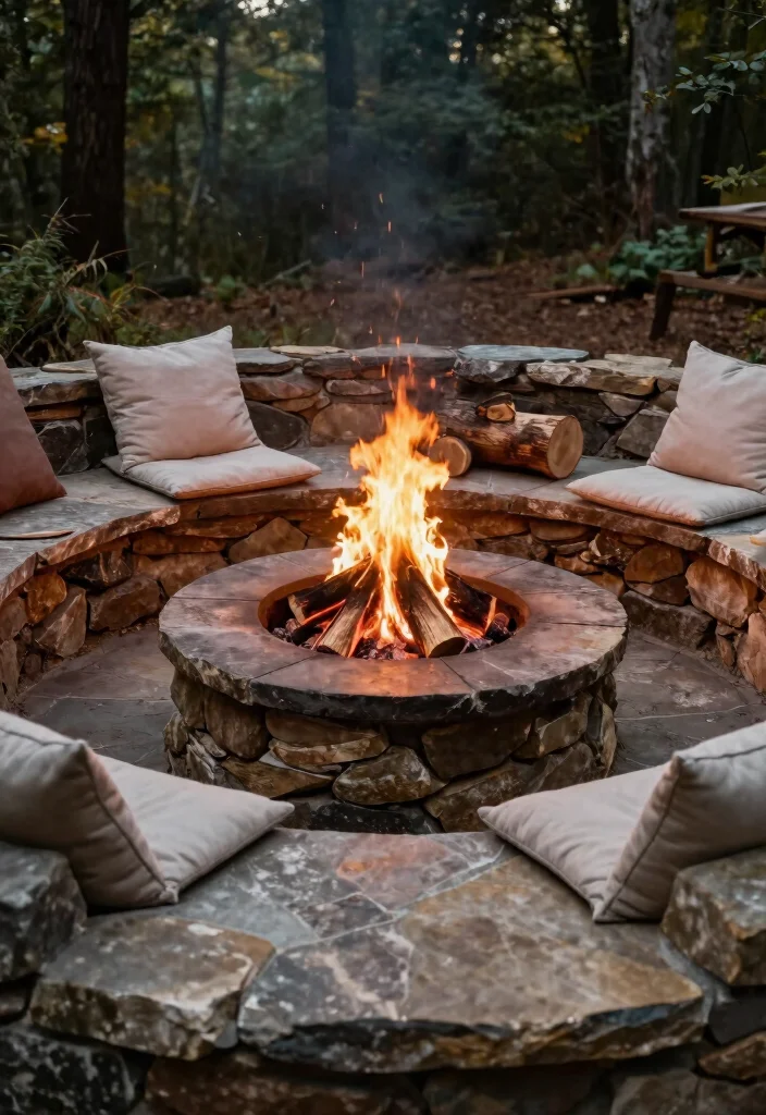 18 Outdoor Fire Pit Area Ideas That Feel Like a Retreat - 3. Fire Pit Surrounded by Natural Seating 1