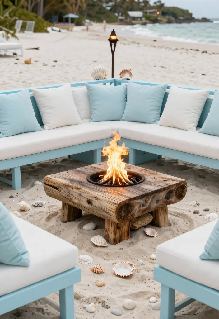 18 Outdoor Fire Pit Area Ideas That Feel Like a Retreat - 4. Cozy Coastal-Inspired Fire Pit 1