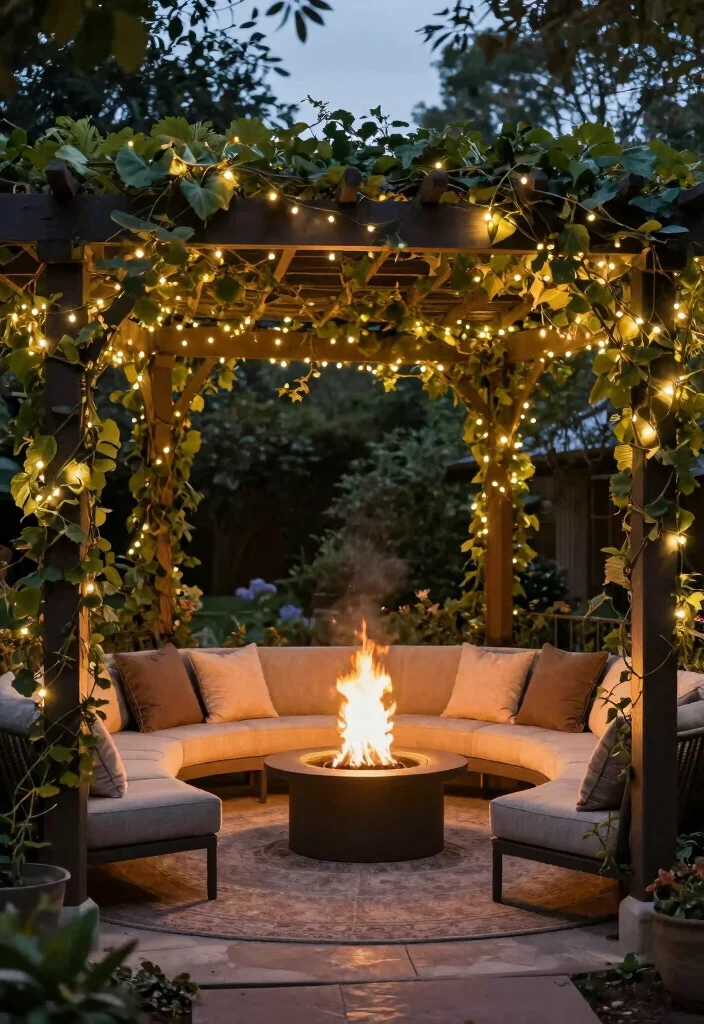 18 Outdoor Fire Pit Area Ideas That Feel Like a Retreat - 7. Fire Pit Under a Pergola 1