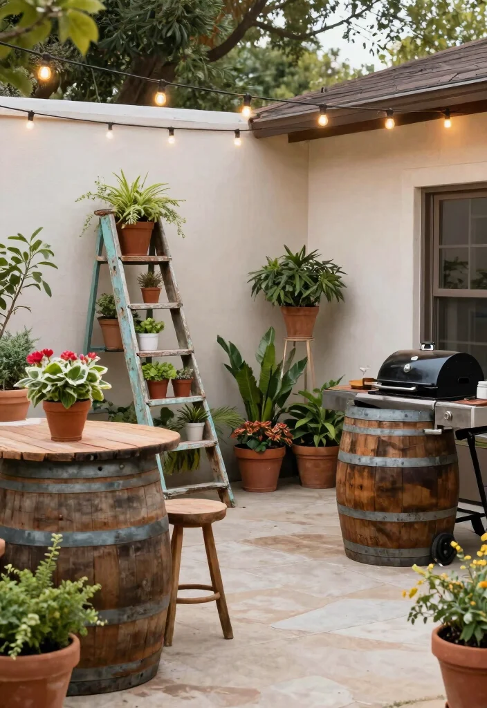 18 Patio BBQ Area Ideas That Are Perfect for Entertaining - 10. Upcycled Decor Features 1