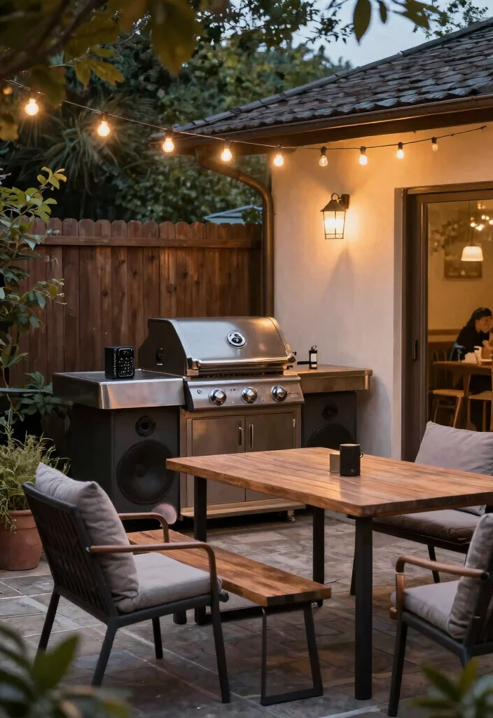 18 Patio BBQ Area Ideas That Are Perfect for Entertaining - 14. Integrated Sound Systems 1