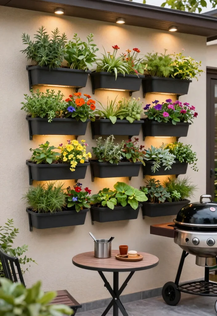 18 Patio BBQ Area Ideas That Are Perfect for Entertaining - 3. Vertical Gardens 1