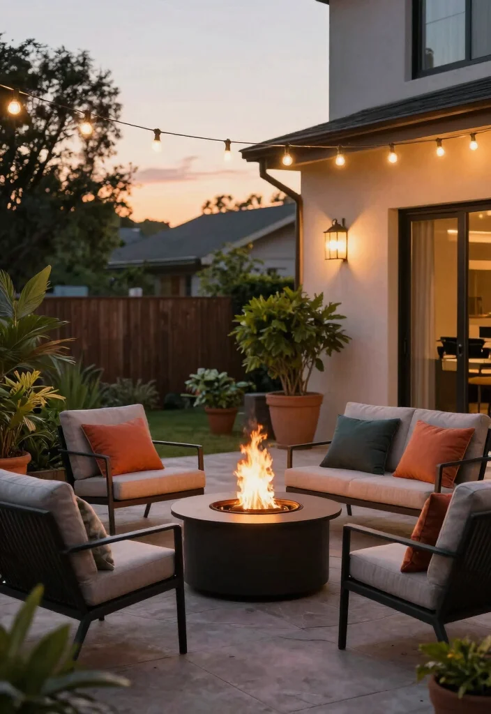 18 Patio BBQ Area Ideas That Are Perfect for Entertaining - 4. Cozy Fire Pit 1