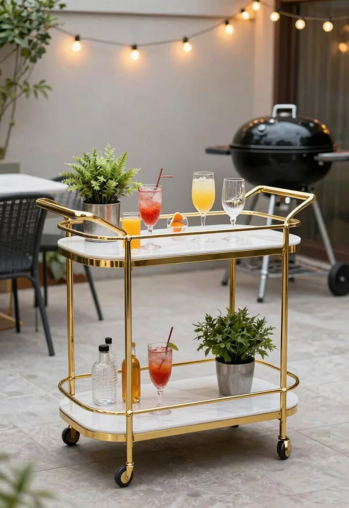 18 Patio BBQ Area Ideas That Are Perfect for Entertaining - 6. Sleek Bar Carts 1