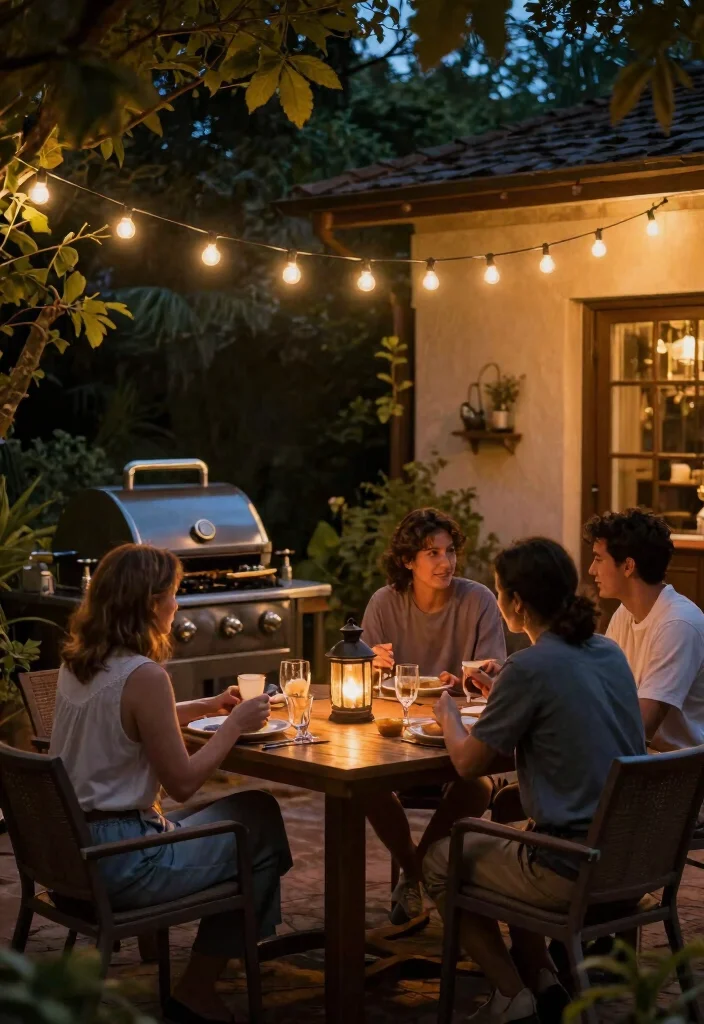 18 Patio BBQ Area Ideas That Are Perfect for Entertaining - 7. Ambient Lighting Solutions 1