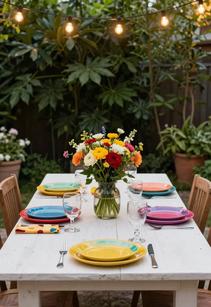18 Patio BBQ Area Ideas That Are Perfect for Entertaining - 8. Colorful Table Settings 1