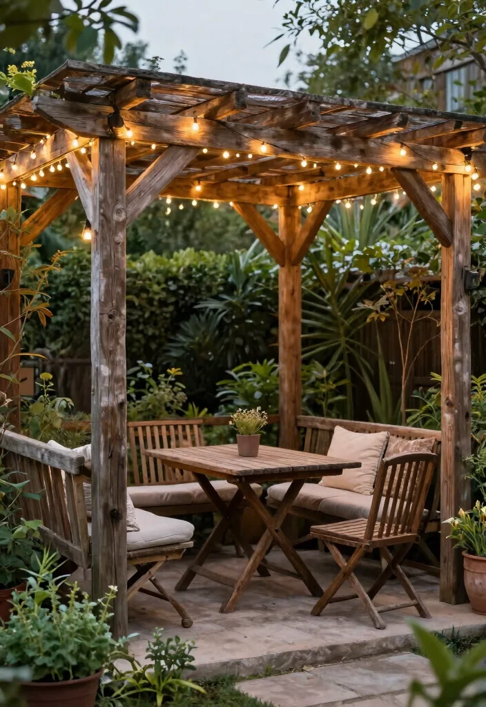 18 Pergola Patio Attached to House Ideas With Seamless Design - 2. Rustic Wooden Pergola 1