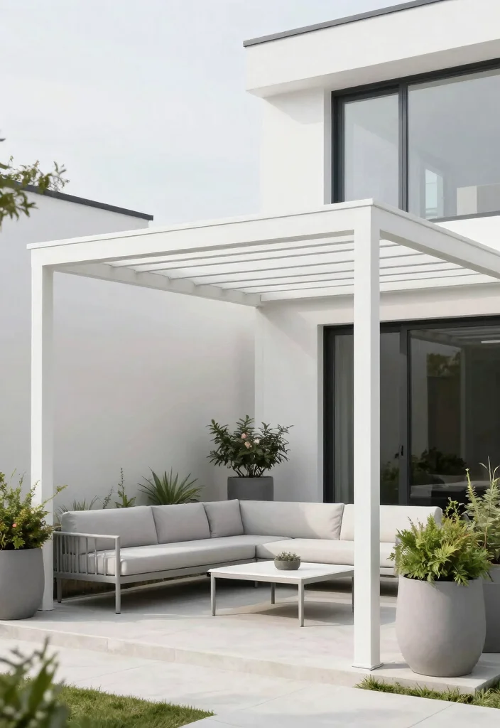 18 Pergola Patio Attached to House Ideas With Seamless Design - 3. Modern Minimalist Design 1