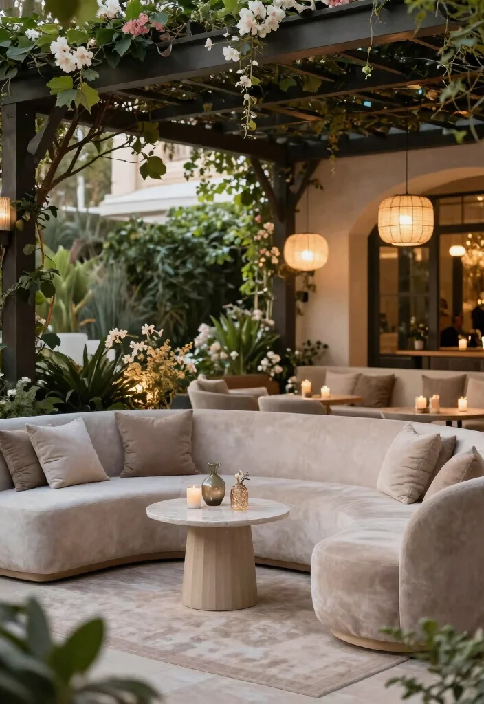 18 Pergola Patio Attached to House Ideas With Seamless Design - 8. Elegant Lounge Area 1