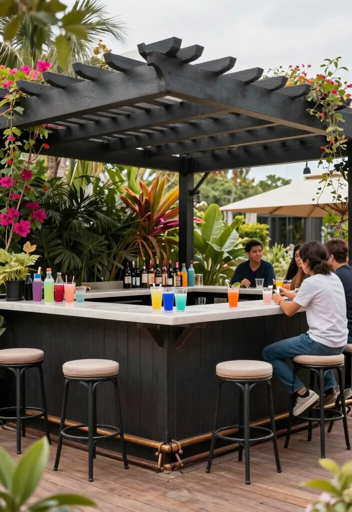 18 Pergola on Deck Ideas That Upgrade Your Space - 15. Pergola with a Bar Area 1