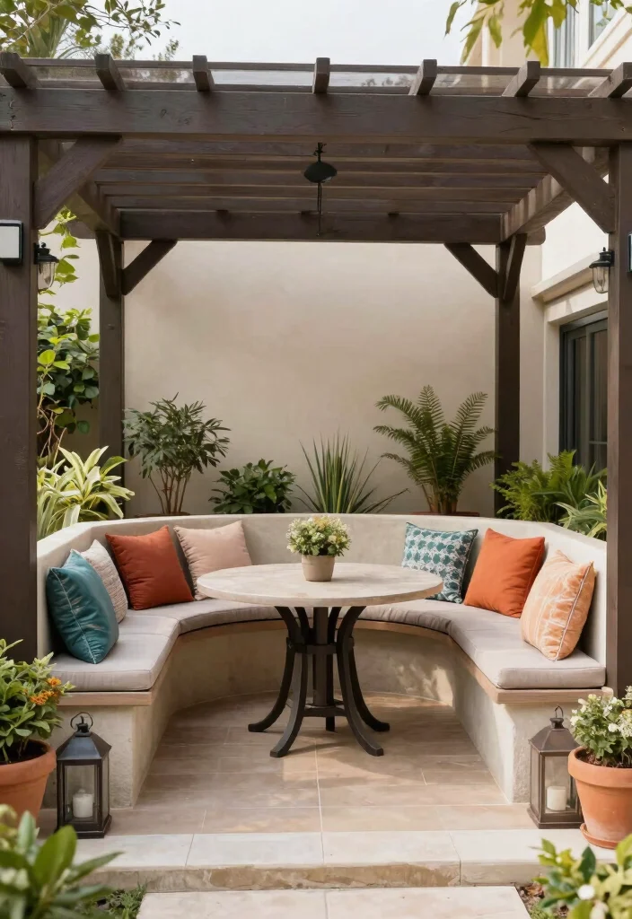 18 Pergola on Deck Ideas That Upgrade Your Space - 6. Pergola with Built-in Seating 1