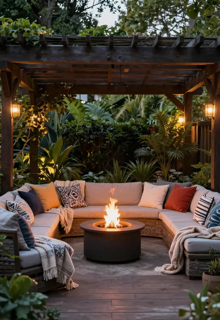 18 Pergola on Deck Ideas That Upgrade Your Space - 8. Pergola with a Fire Pit 1