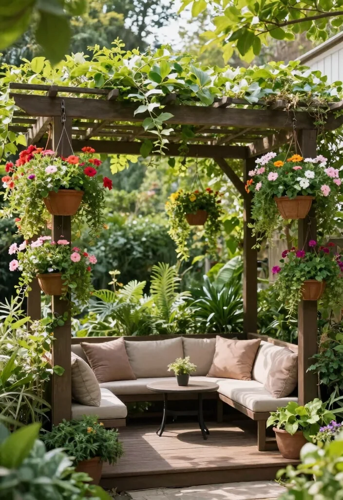 18 Pergola on Deck Ideas That Upgrade Your Space - 9. Pergola with Hanging Planters 1