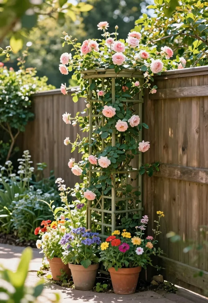 18 Trellis on Fence Ideas With Climbing Beauty - 12. Corner Trellis Garden 1