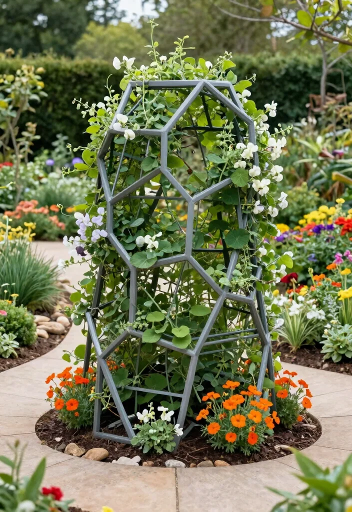 18 Trellis on Fence Ideas With Climbing Beauty - 13. Hexagonal Trellis Design 1