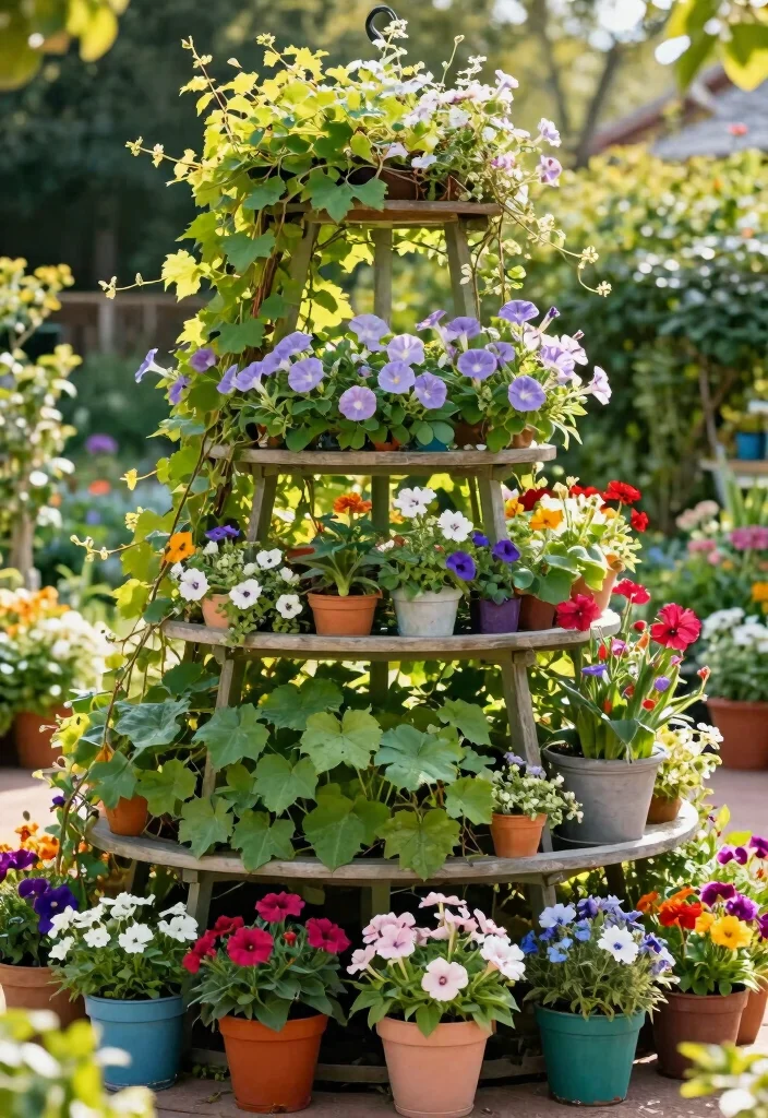 18 Trellis on Fence Ideas With Climbing Beauty - 14. Multi-Tier Trellis 1