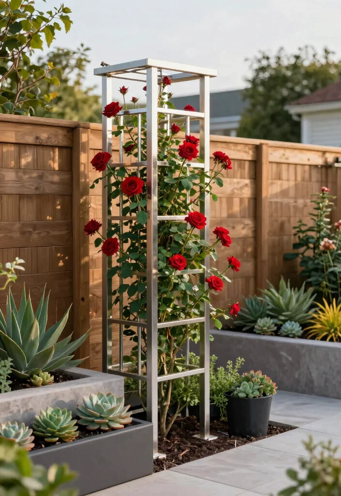 18 Trellis on Fence Ideas With Climbing Beauty - 3. Metal Trellis Structure 1